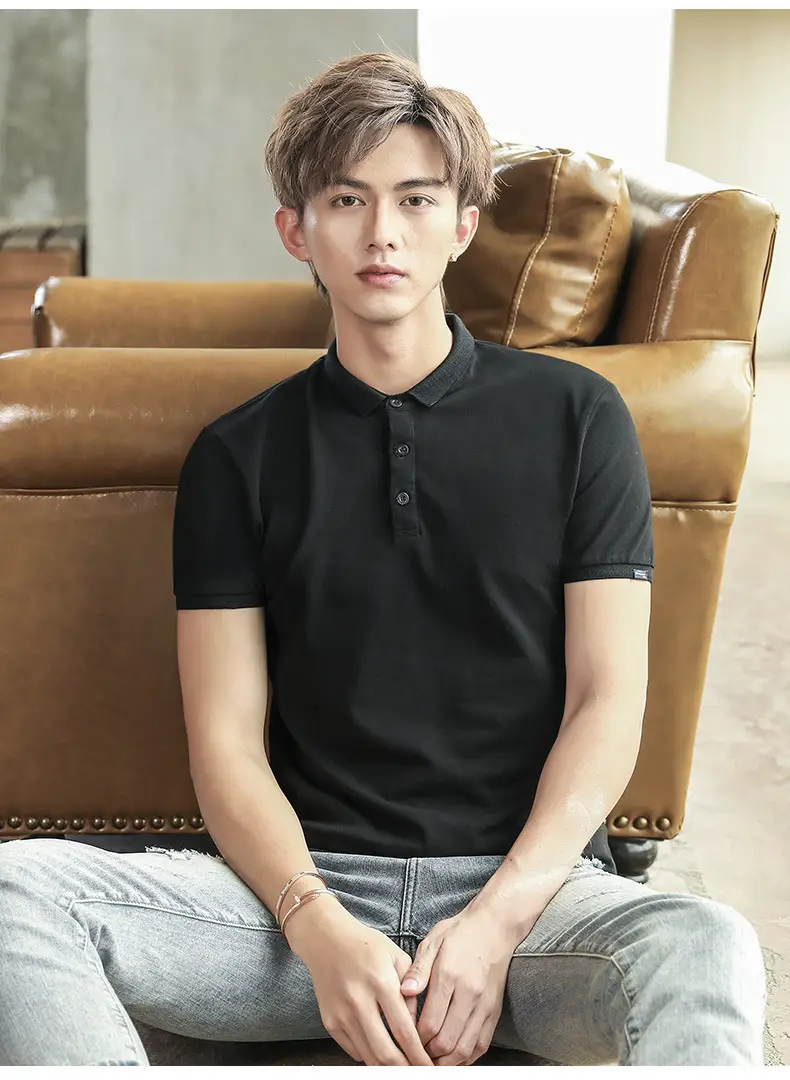 Men's Korean Style Polo T-Shirt Solid Color — feature 12