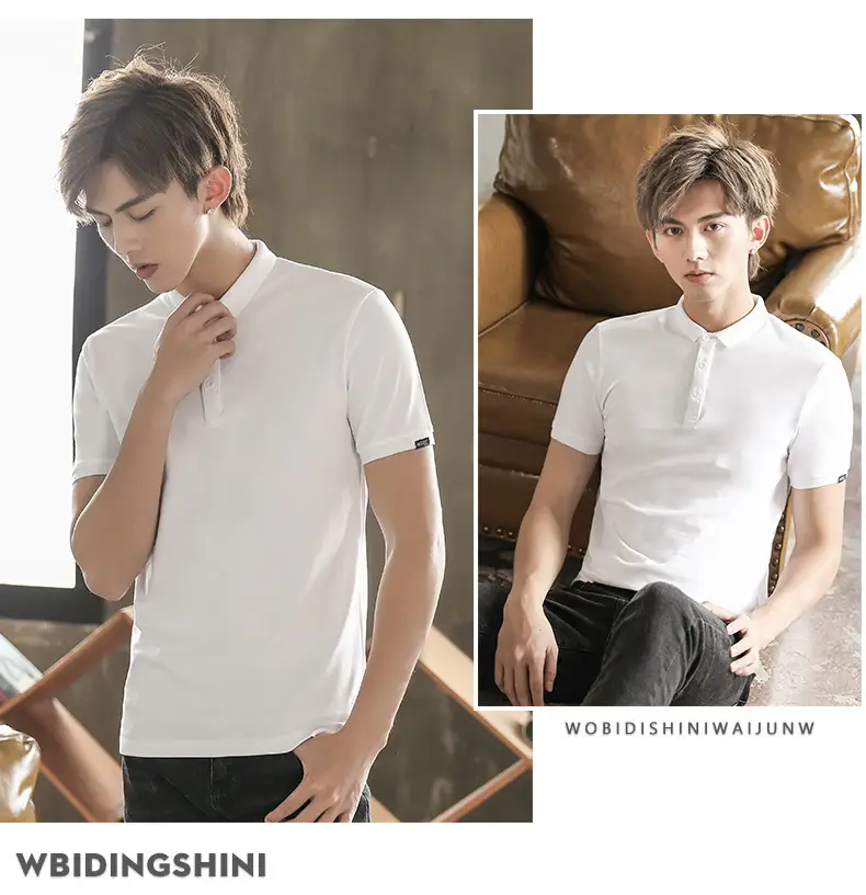 Men's Korean Style Polo T-Shirt Solid Color — feature 9
