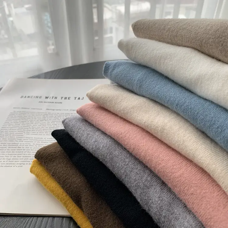 Women Long Sleeve Knit T-Shirt Solid Color Rolled Collar - Image 11