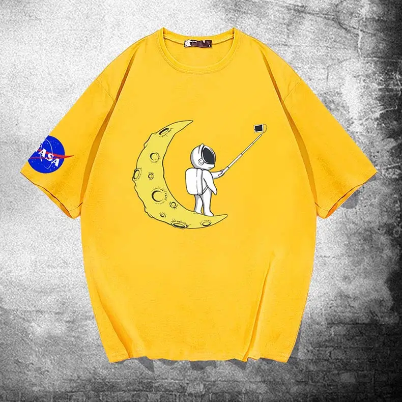 Y-NASA Moon Moon T-Shirt Red Cotton Plus Size - Image 9