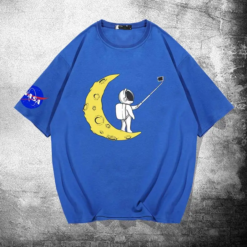 Y-NASA Moon Moon T-Shirt Red Cotton Plus Size - Image 11