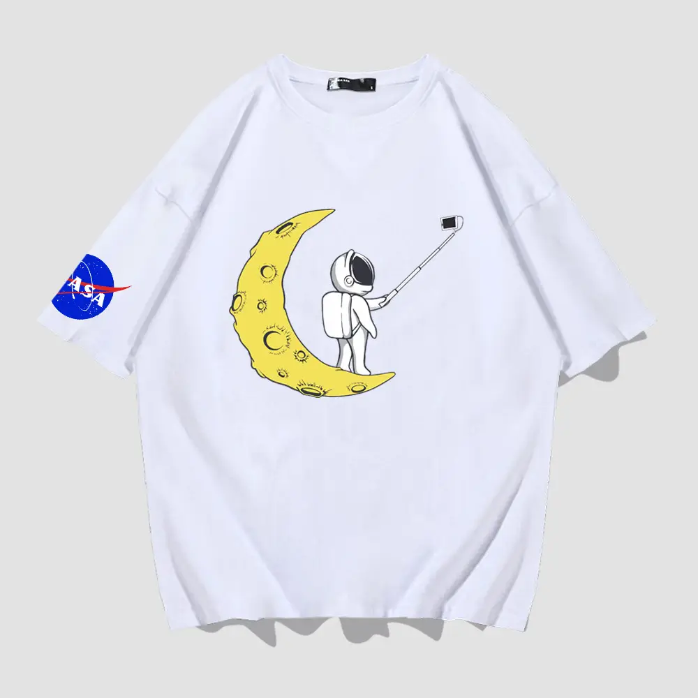 Y-NASA Moon Moon T-Shirt Red Cotton Plus Size - Image 2