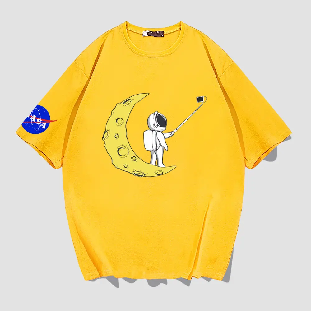 Y-NASA Moon Moon T-Shirt Red Cotton Plus Size - Image 3
