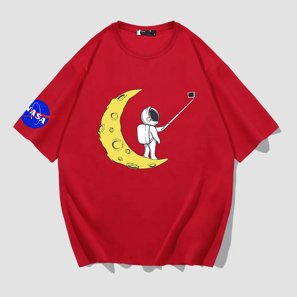 Y-NASA Moon Moon T-Shirt Red Cotton Plus Size - Image 4