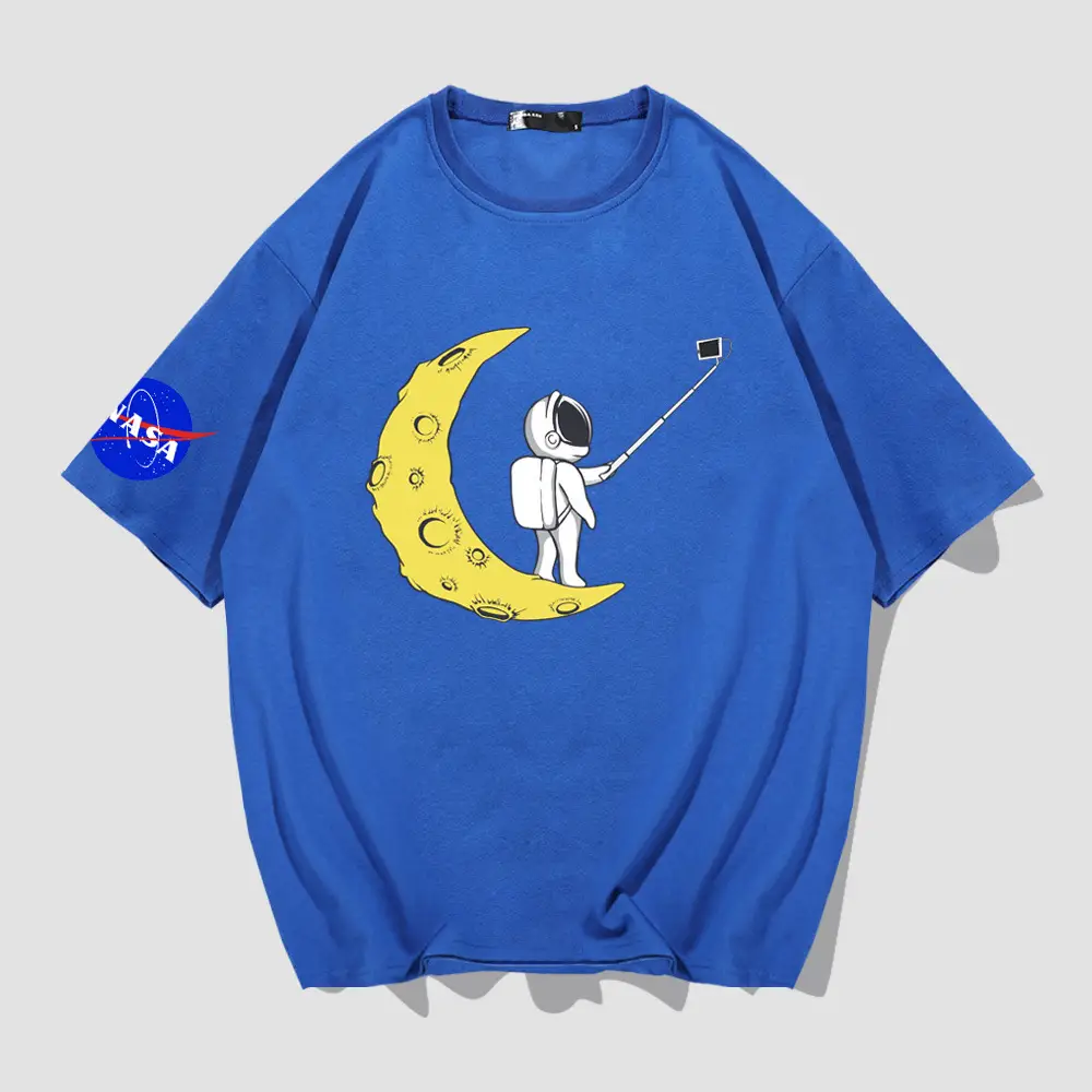 Y-NASA Moon Moon T-Shirt Red Cotton Plus Size - Image 5