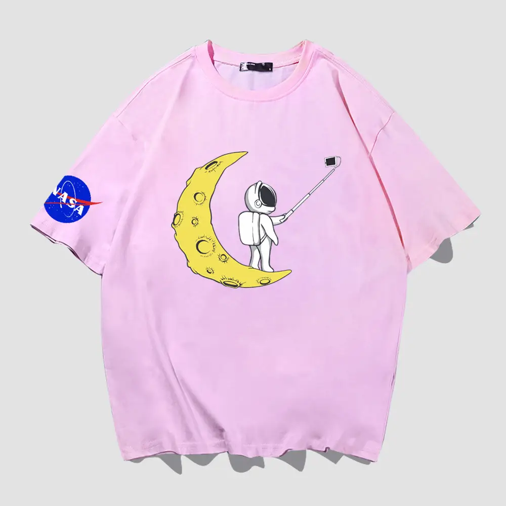 Y-NASA Moon Moon T-Shirt Red Cotton Plus Size - Image 6