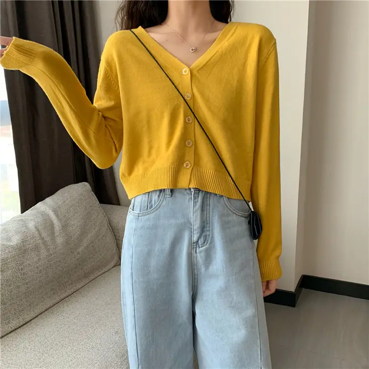 Women Korean Style Knitted V Neck Sweater Small - Image 13