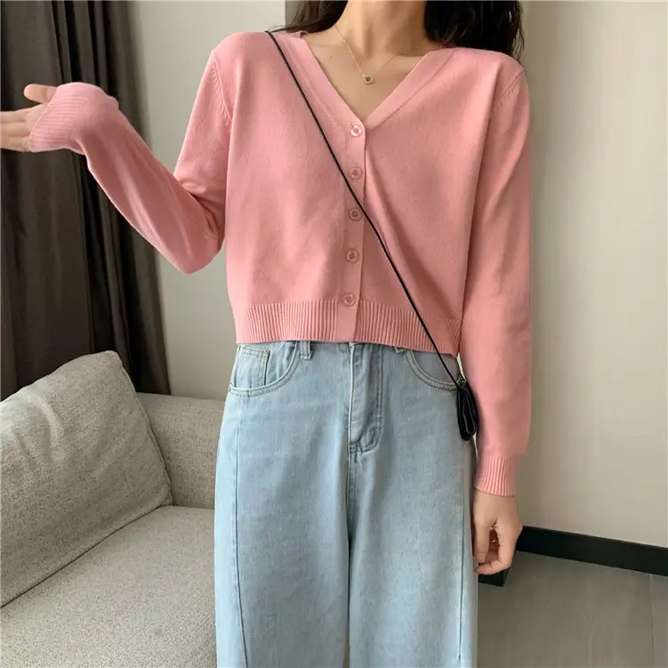 Women Korean Style Knitted V Neck Sweater Small — feature 11