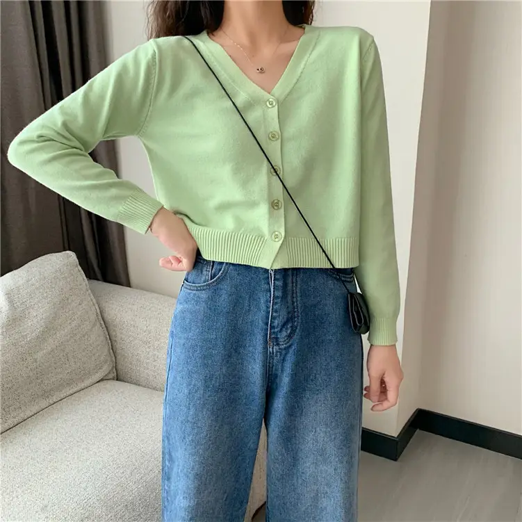 Women Korean Style Knitted V Neck Sweater Small — feature 15