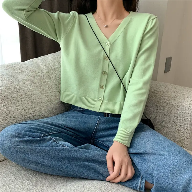 Women Korean Style Knitted V Neck Sweater Small — feature 16