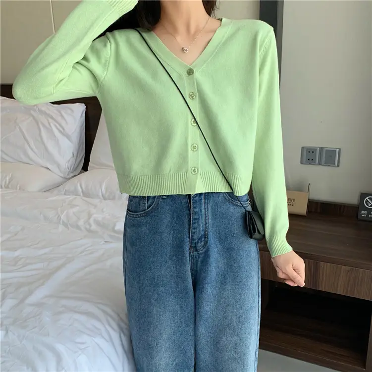 Women Korean Style Knitted V Neck Sweater Small — feature 18
