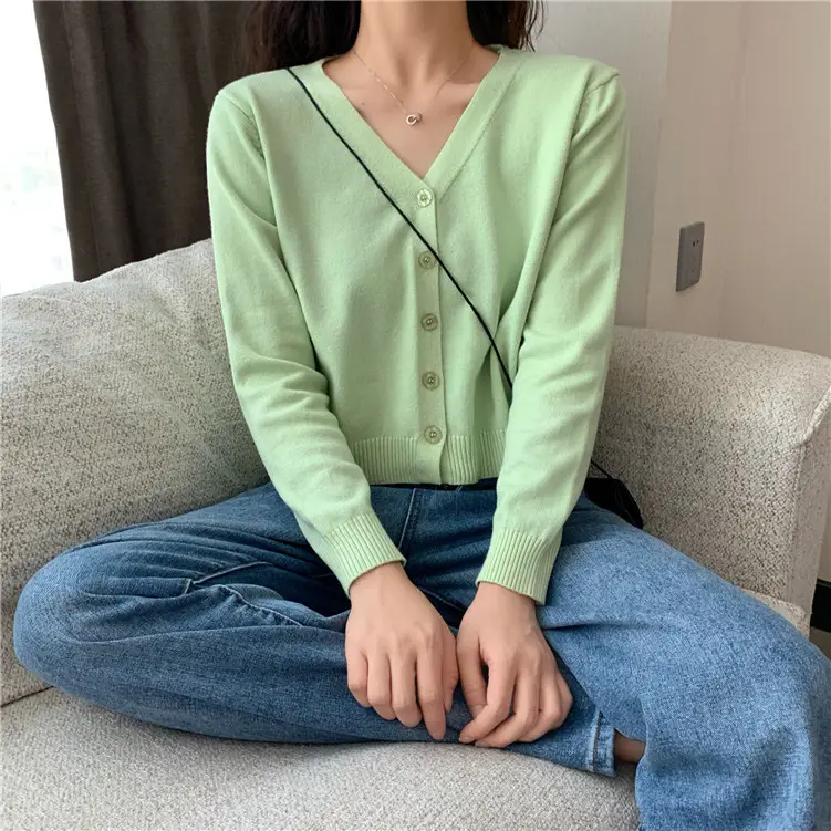 Women Korean Style Knitted V Neck Sweater Small — feature 19