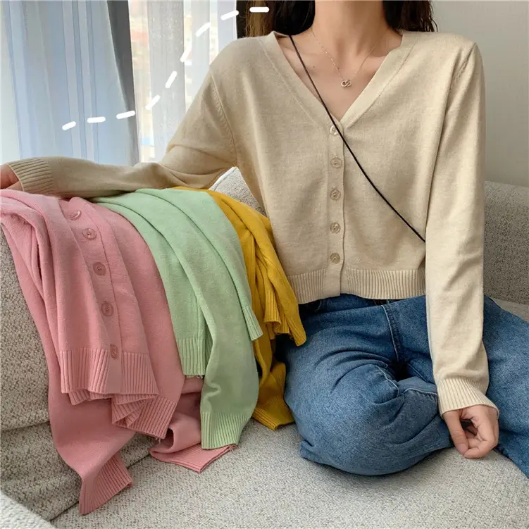 Women Korean Style Knitted V Neck Sweater Small — feature 2