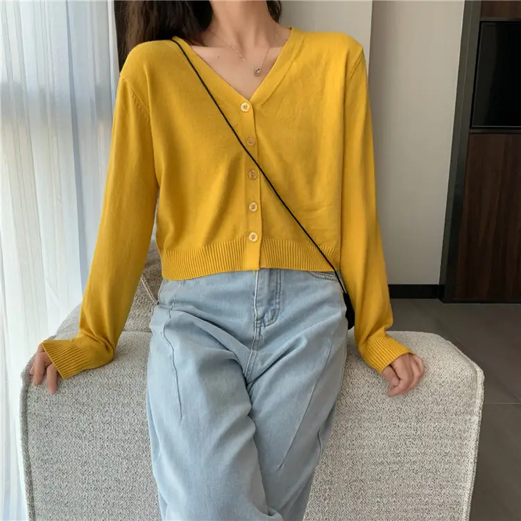 Women Korean Style Knitted V Neck Sweater Small — feature 23
