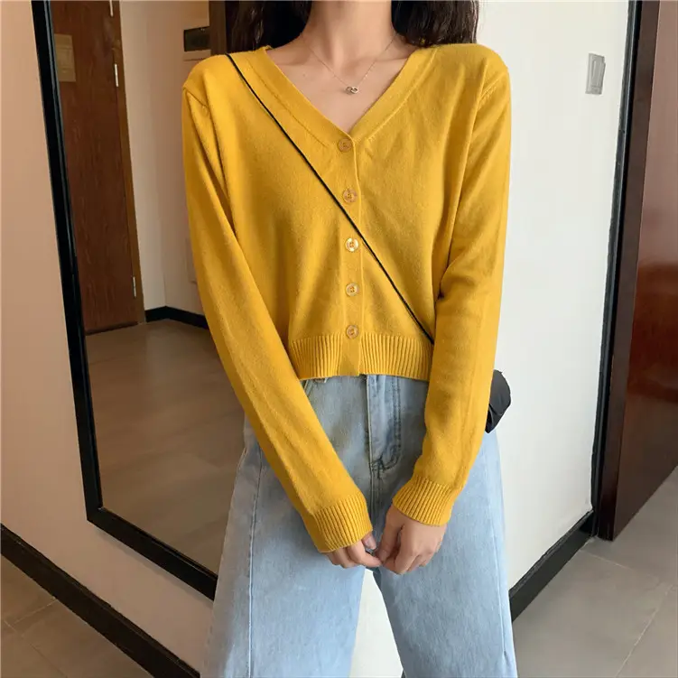 Women Korean Style Knitted V Neck Sweater Small — feature 24