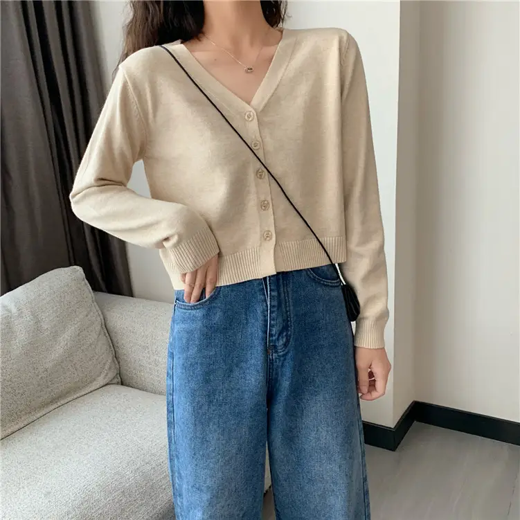 Women Korean Style Knitted V Neck Sweater Small — feature 5