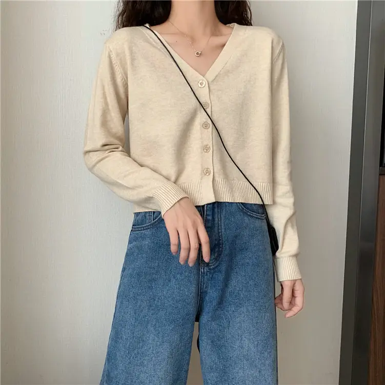 Women Korean Style Knitted V Neck Sweater Small — feature 7
