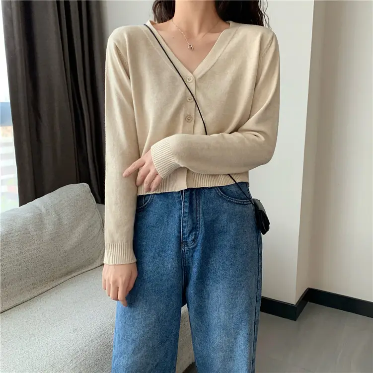 Women Korean Style Knitted V Neck Sweater Small — feature 8