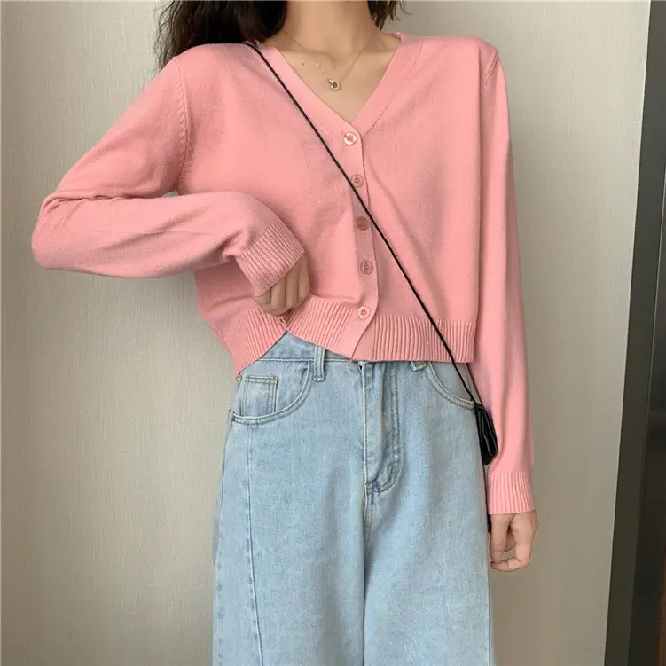 Women Korean Style Knitted V Neck Sweater Small — feature 9