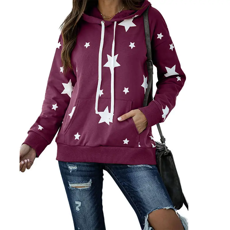 Black 5-Star Hooded Sweatshirt Women - Image 5