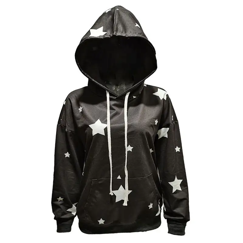 Black 5-Star Hooded Sweatshirt Women - Image 2