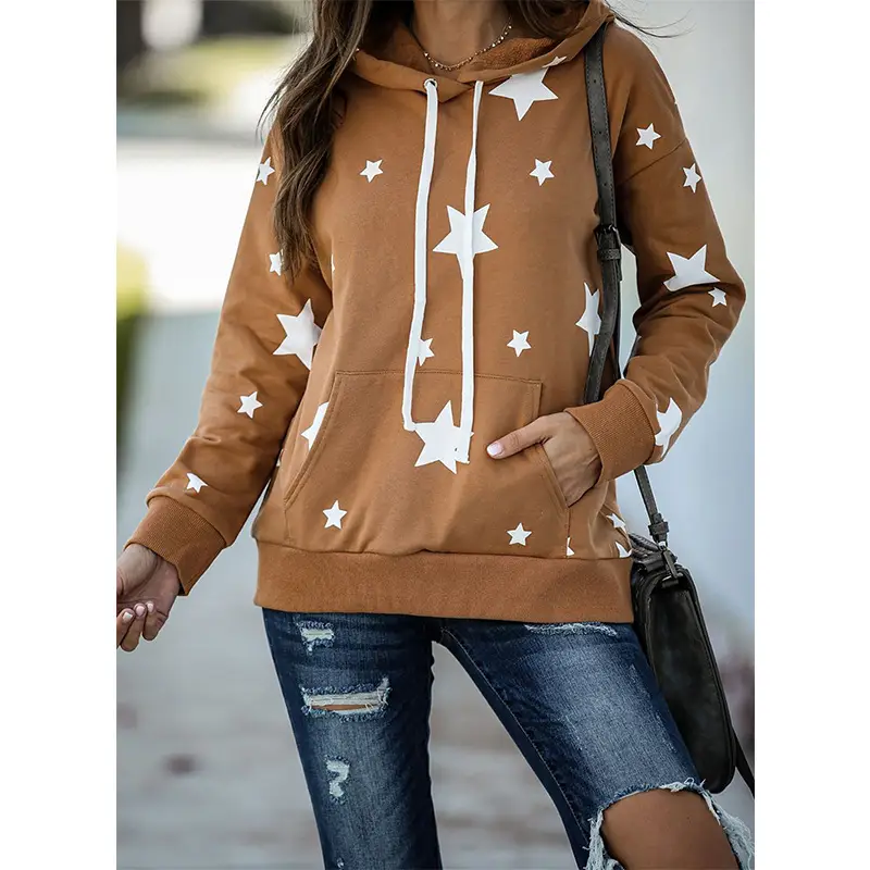 Black 5-Star Hooded Sweatshirt Women - Image 3