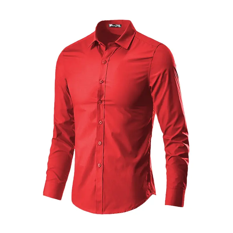 Men's Maroon Button-Down Shirt Long Sleeve - Image 10