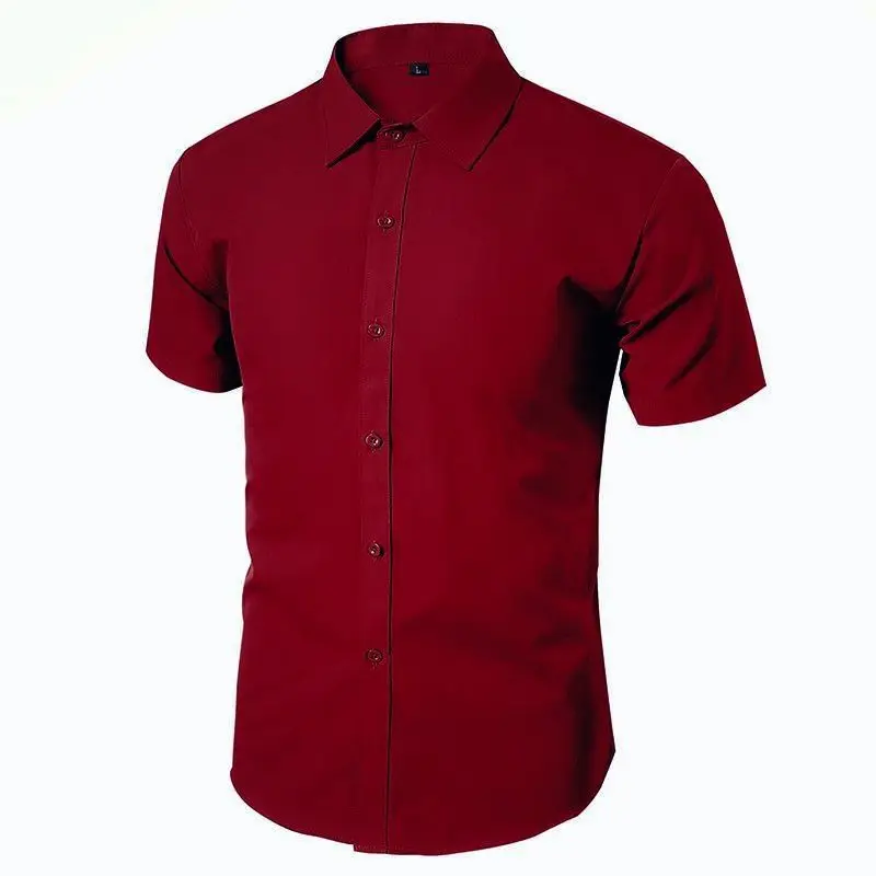 Men's Maroon Button-Down Shirt Long Sleeve - Image 21