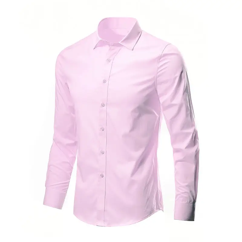 Men's Maroon Button-Down Shirt Long Sleeve - Image 3