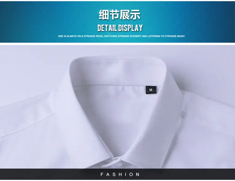 Men Slim Fit Business Shirt Navy Blue Long Sleeve — feature 14