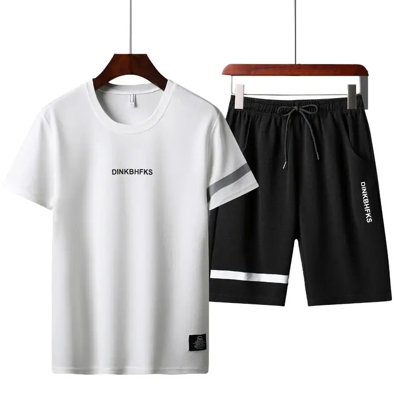 Men Black Wrinkle Sports Suit Shorts Set Quick Dry