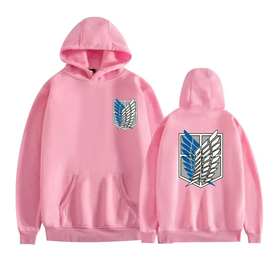Pink Gray Attack Corps Hoodie with Freedom Wing Design - Image 17