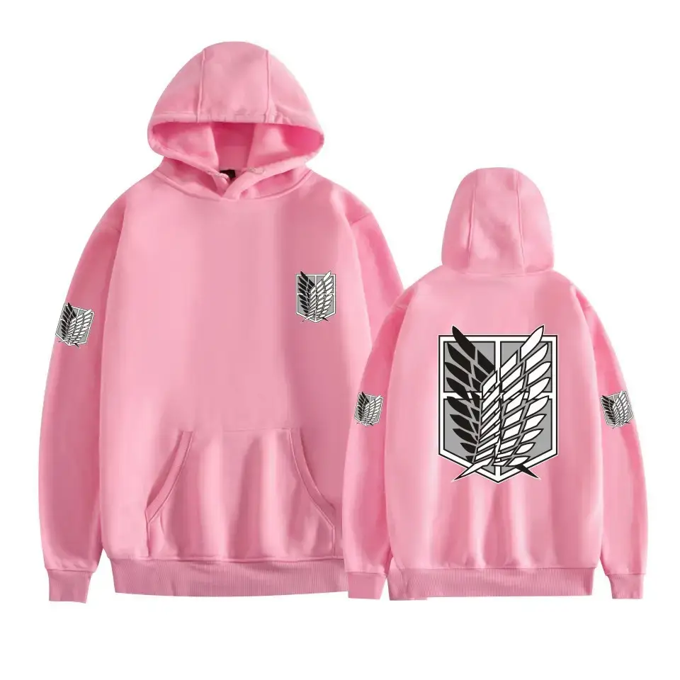 Pink Gray Attack Corps Hoodie with Freedom Wing Design - Image 28