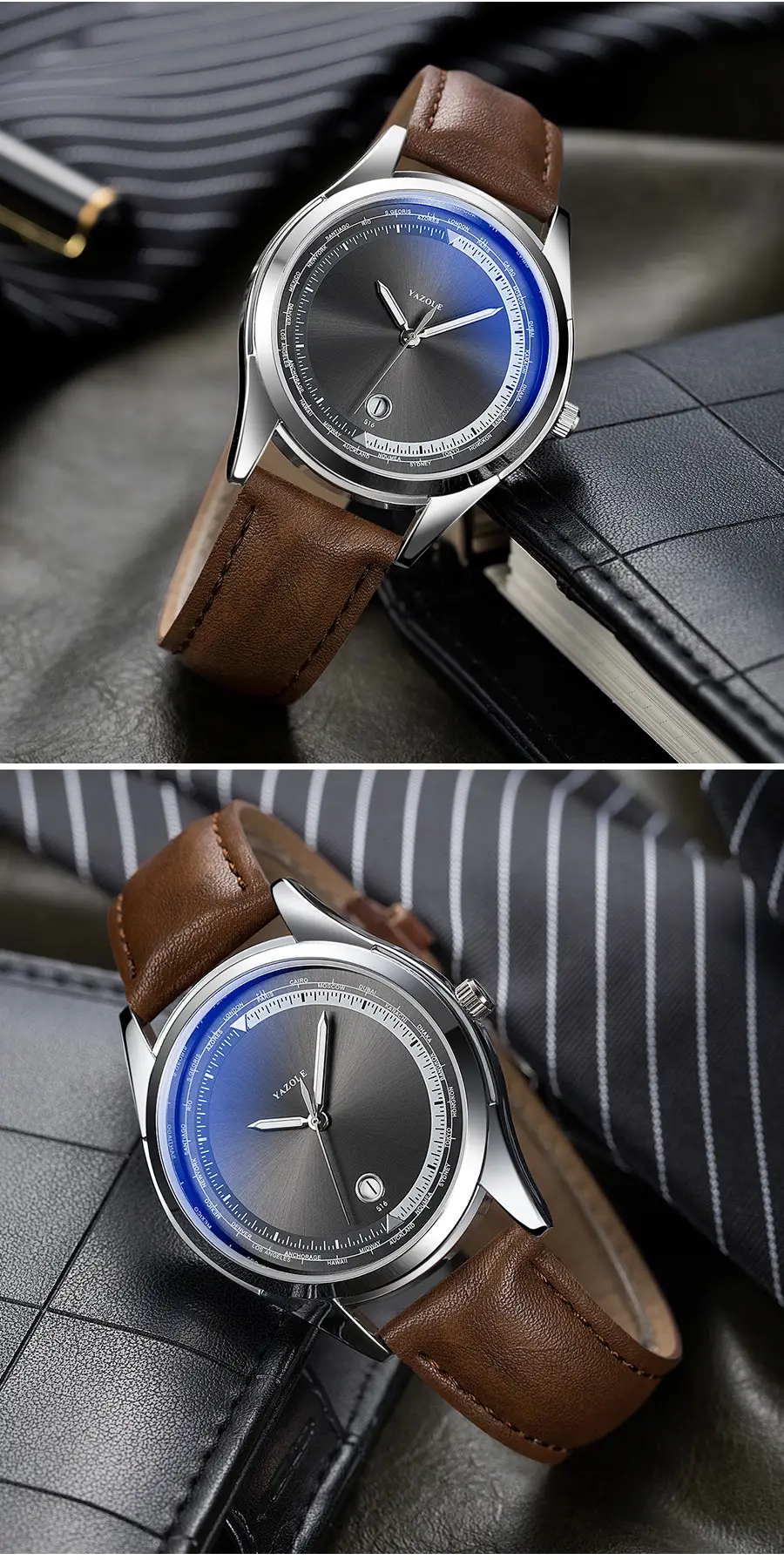 Yazole Men's Luminous Blue Quartz Watch — feature 12