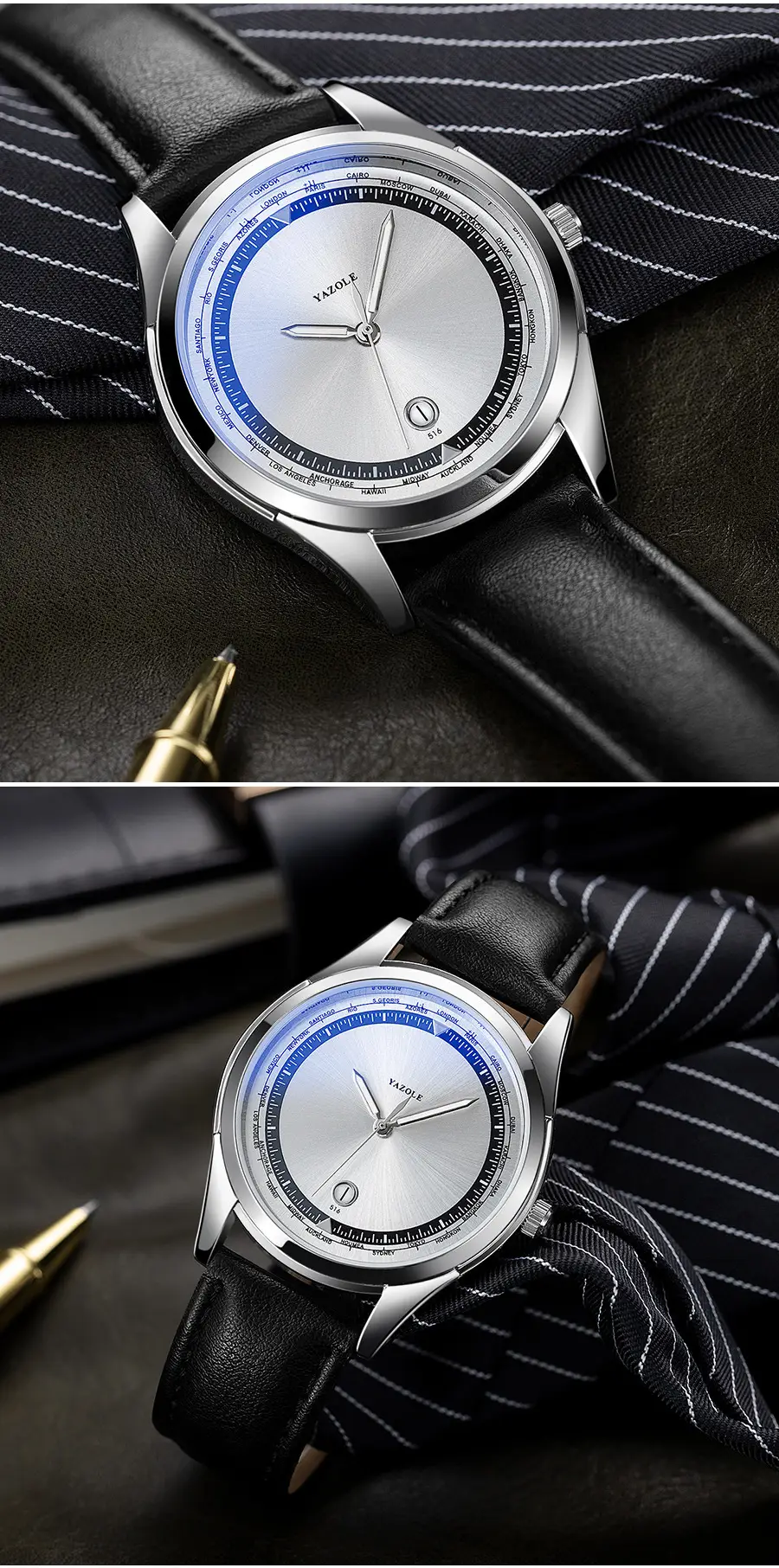 Yazole Men's Luminous Blue Quartz Watch — feature 14