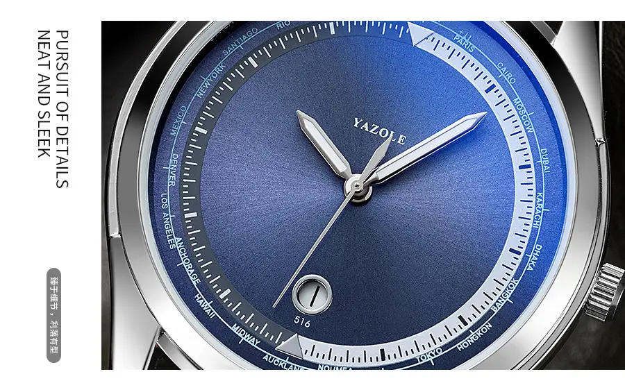 Yazole Men's Luminous Blue Quartz Watch — feature 16