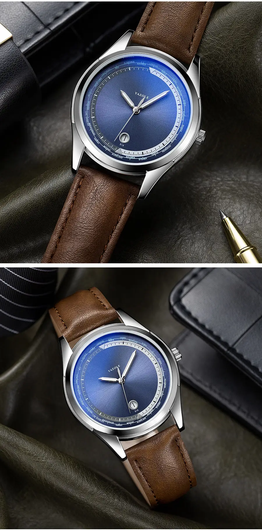Yazole Men's Luminous Blue Quartz Watch — feature 18