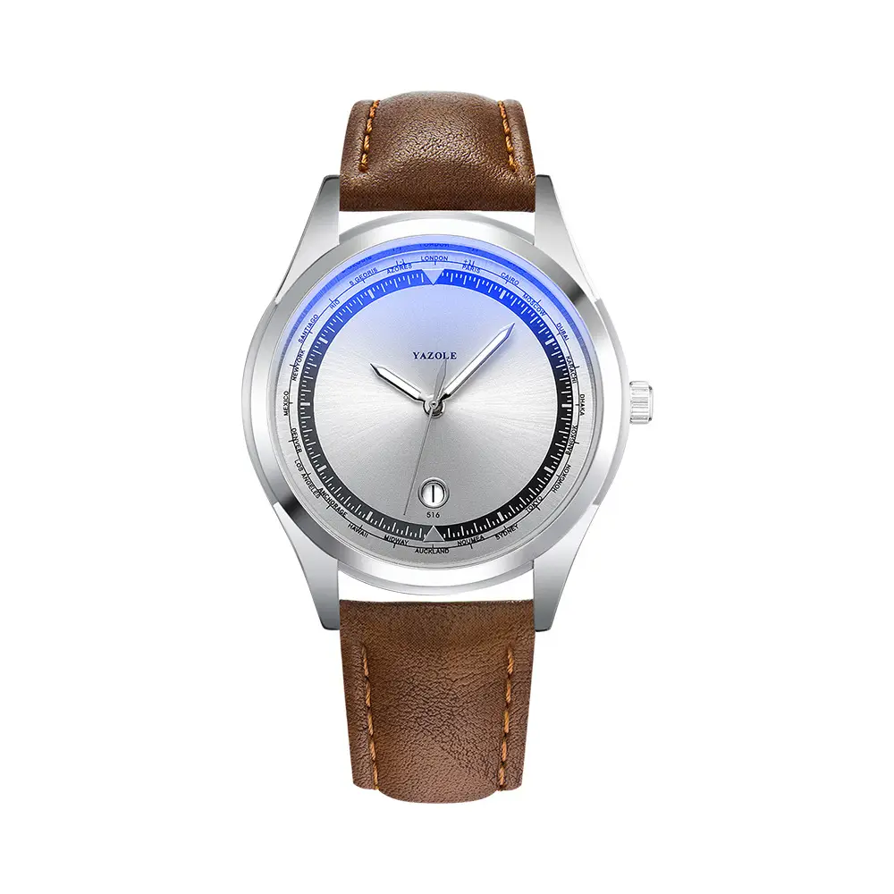516 Silver Disc Brown Band