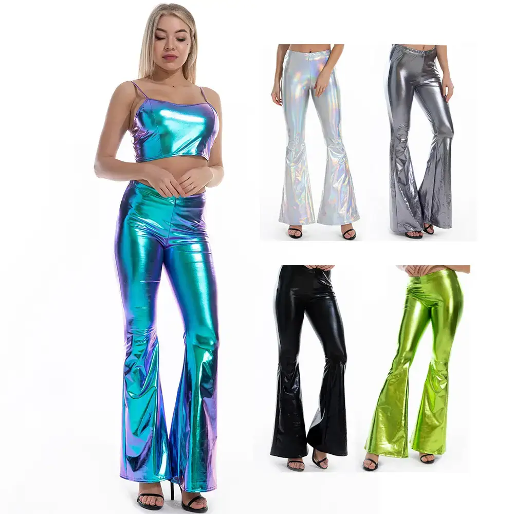 Black Micro-Flared Bell Bottom Pants for Women - Image 8