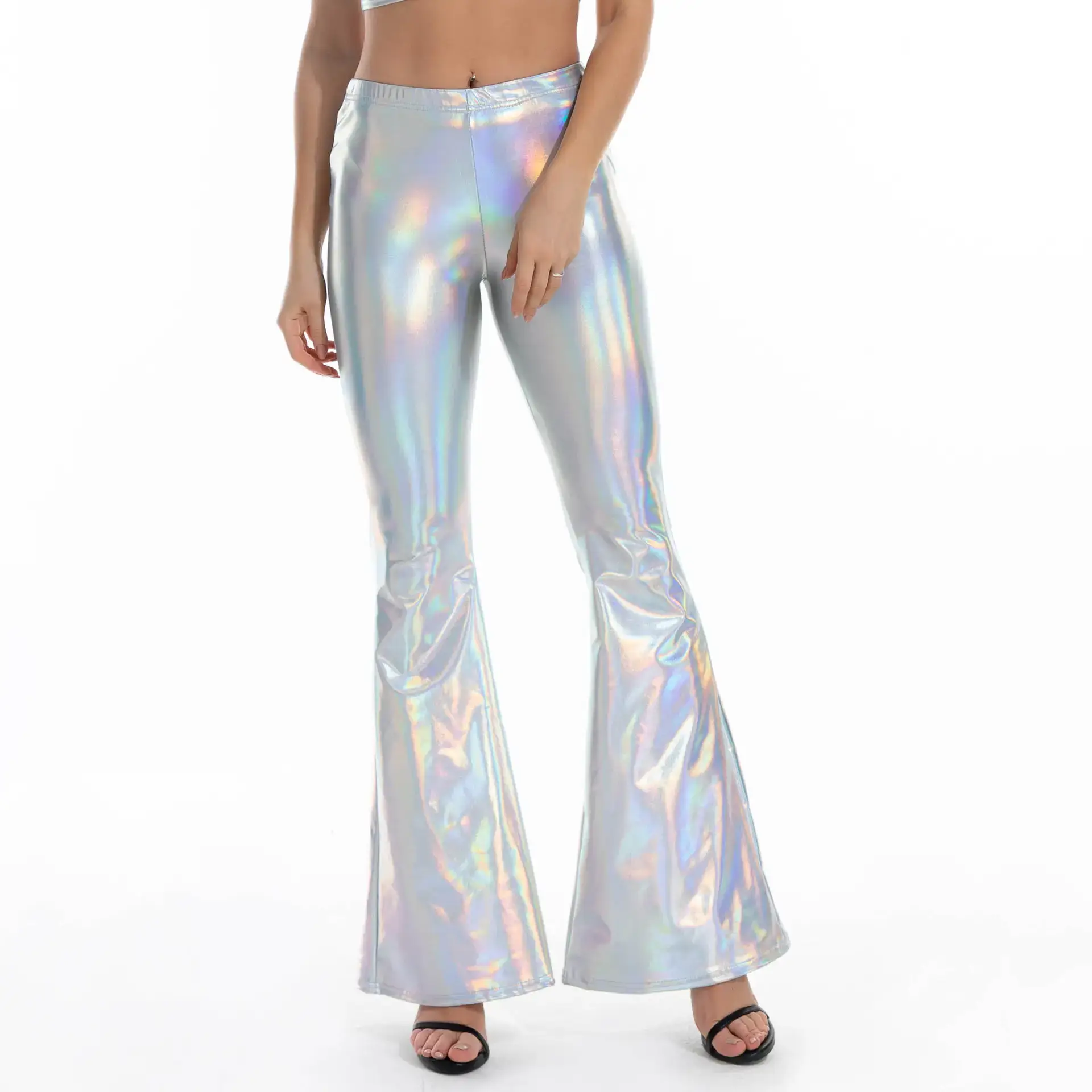 Black Micro-Flared Bell Bottom Pants for Women - Image 4