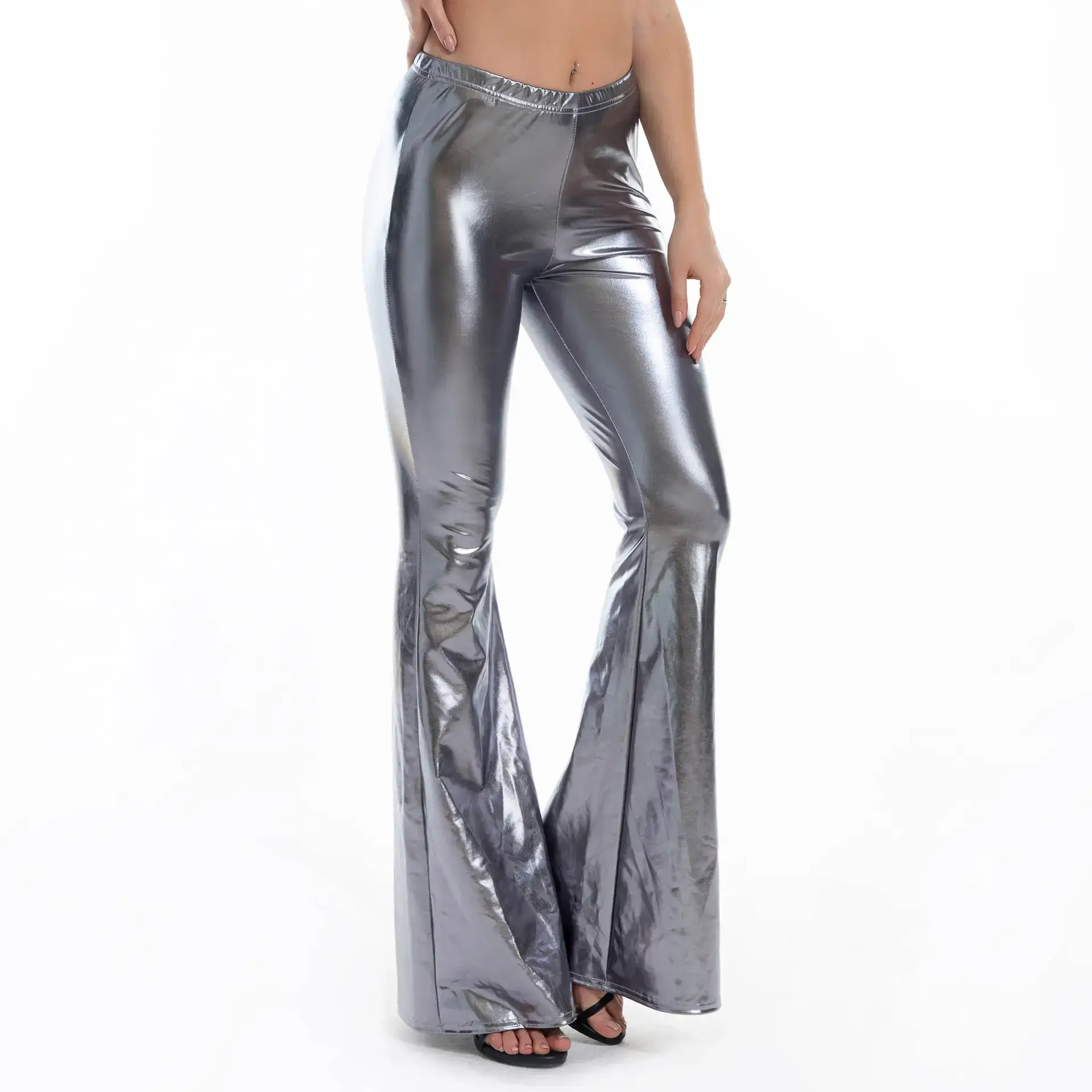 Black Micro-Flared Bell Bottom Pants for Women - Image 2