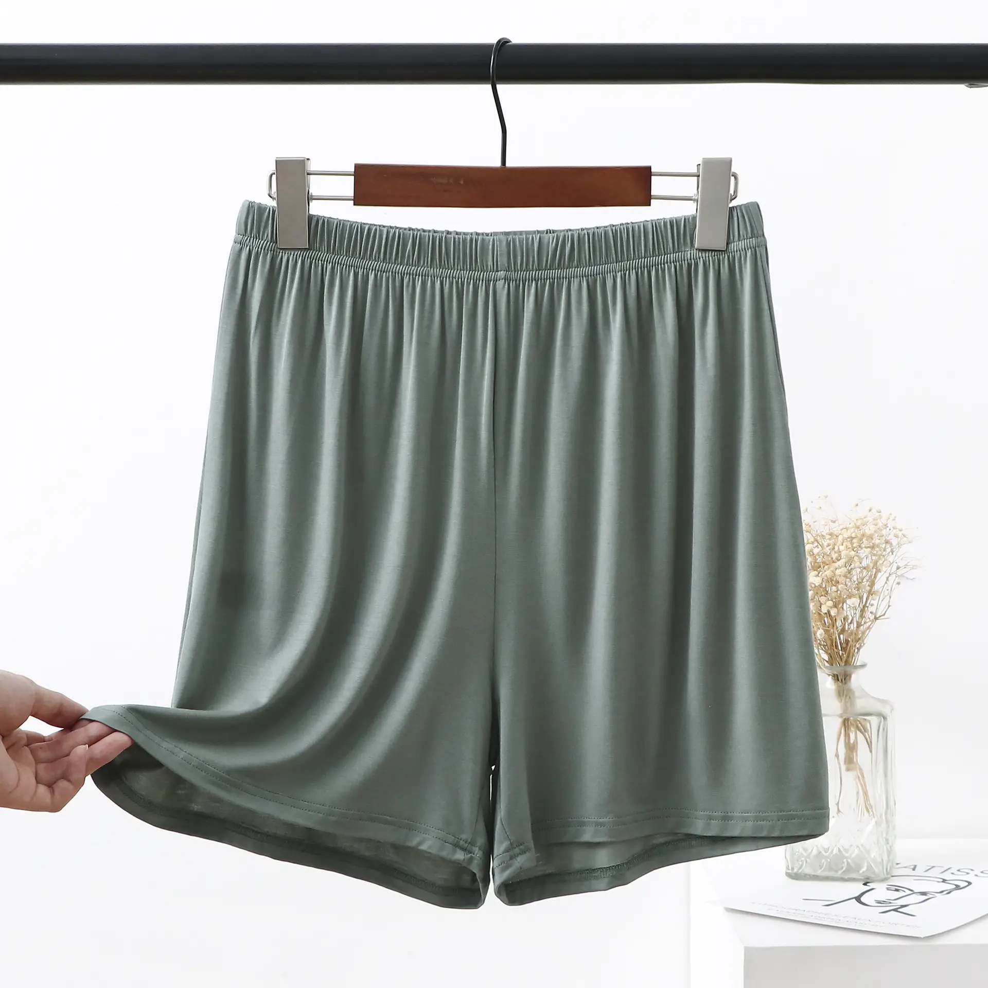 Purple Elastic Waist Casual Shorts for Women - Image 6