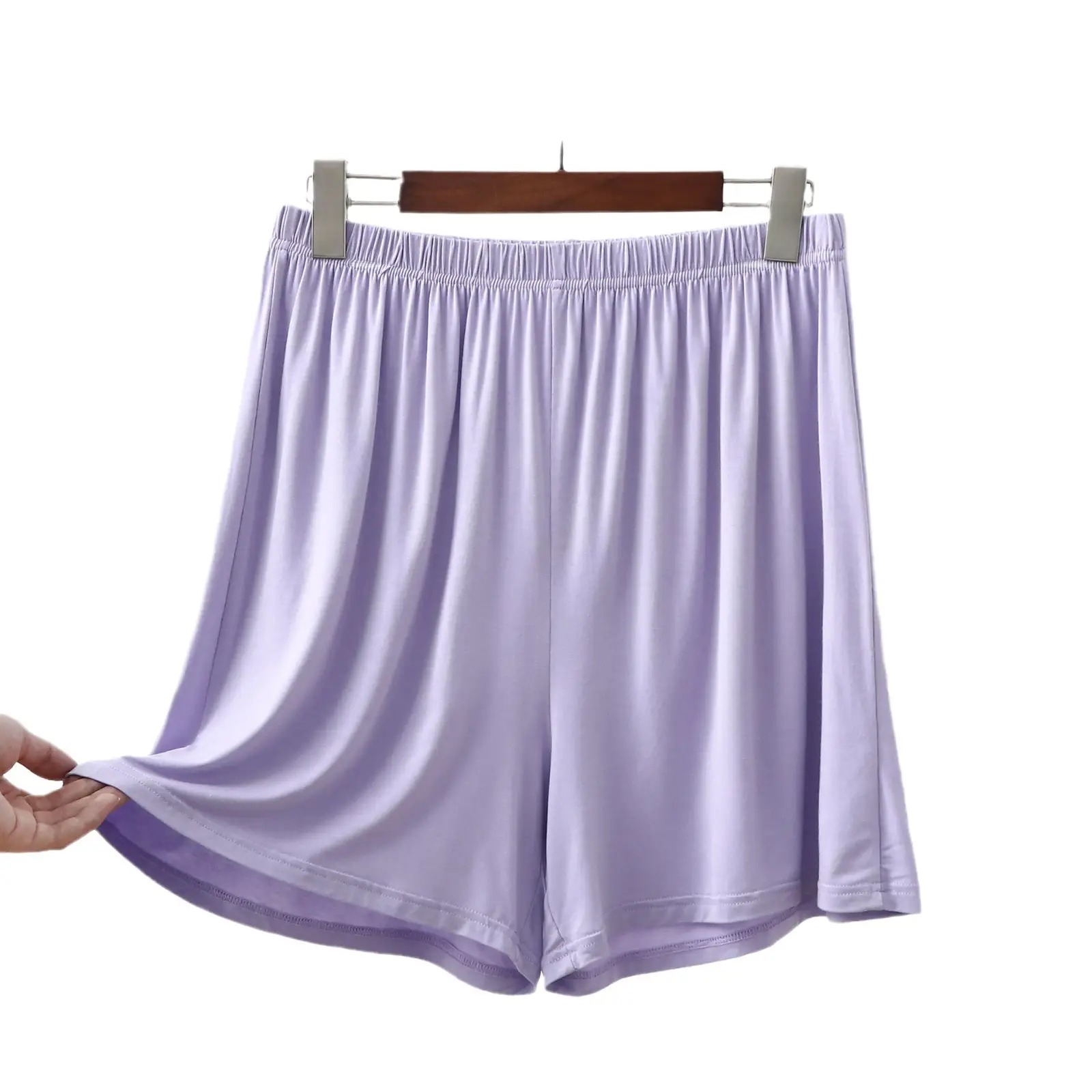 Purple Elastic Waist Casual Shorts for Women - Image 9