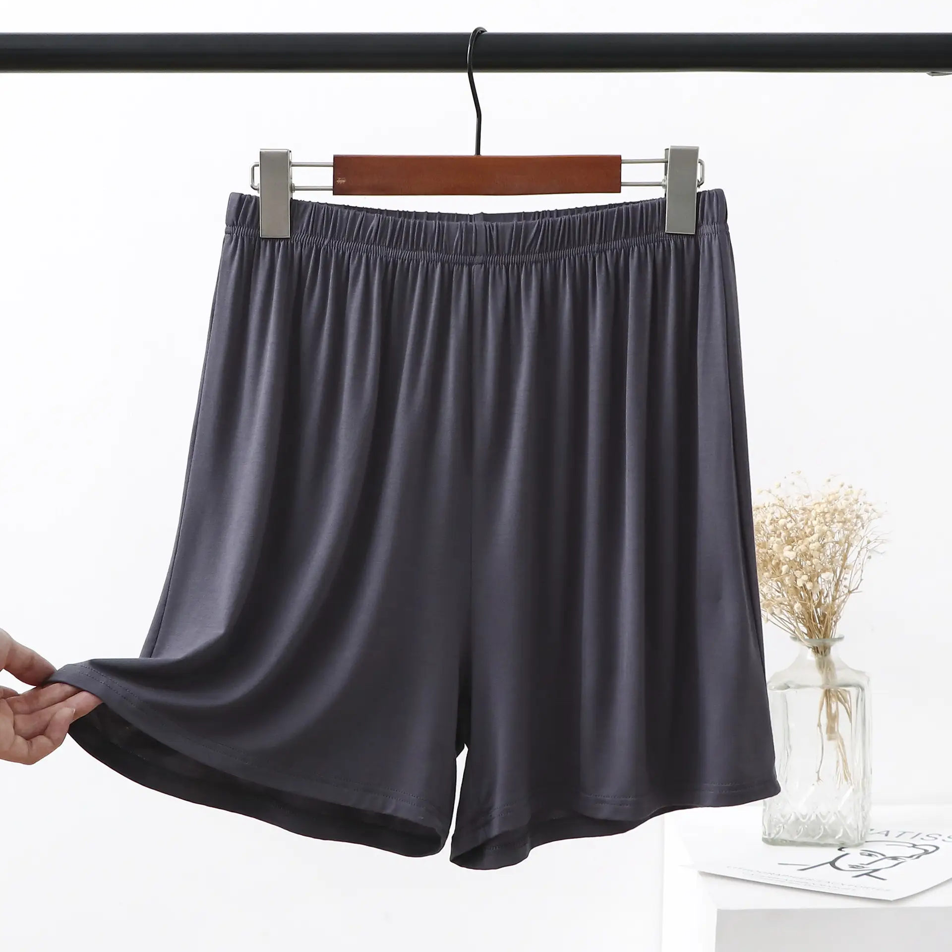 Purple Elastic Waist Casual Shorts for Women - Image 7