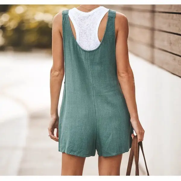 Orange Patchwork Lace-Up Shorts Set - Image 12