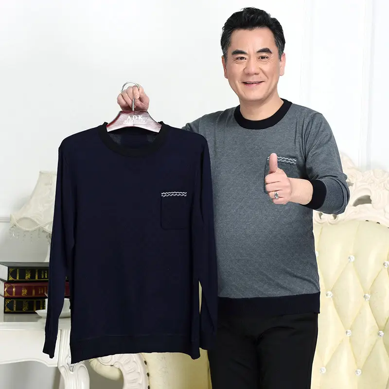 Men Grey Striped Long Sleeve T-Shirt Round Neck - Image 9