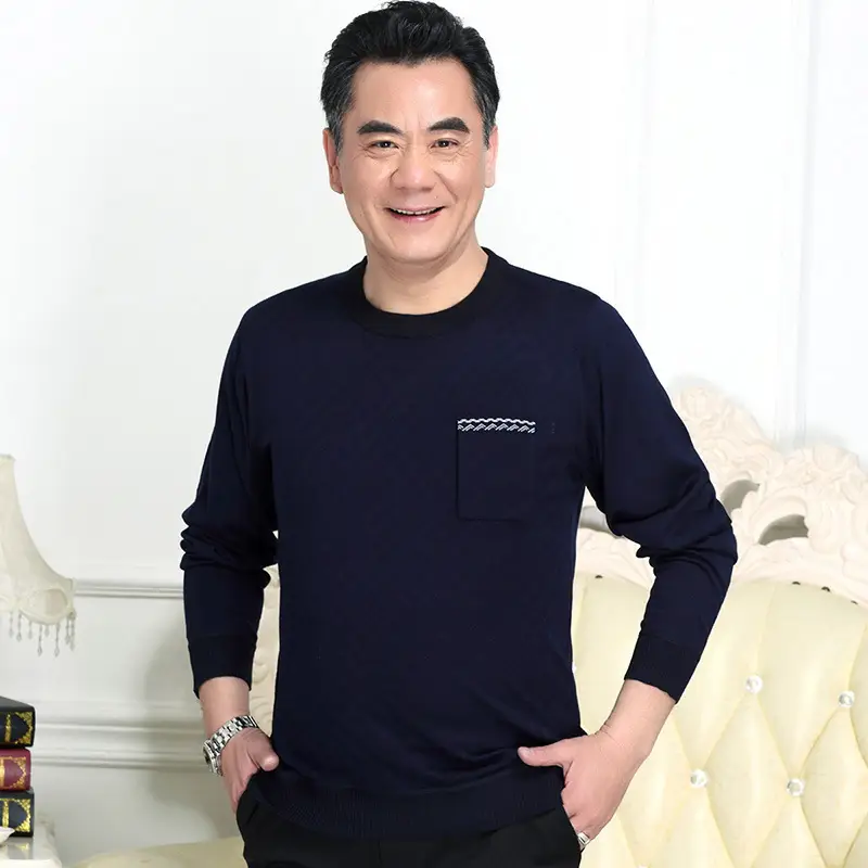 Men Grey Striped Long Sleeve T-Shirt Round Neck - Image 6