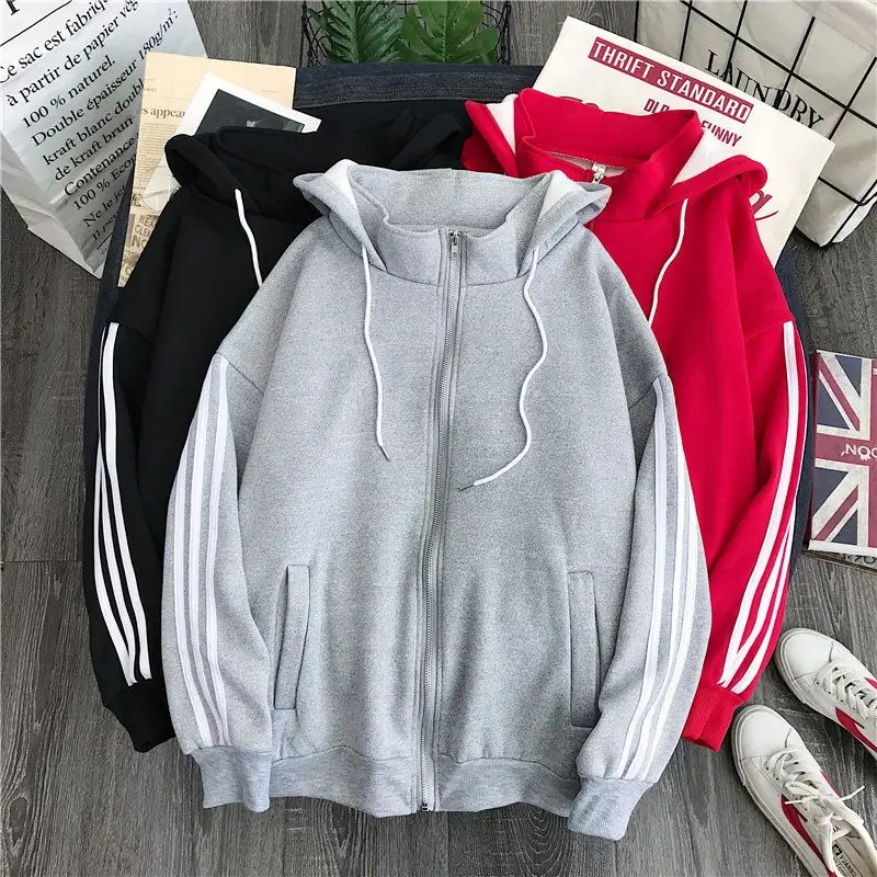 Women Red Fleece Hoodie Winter Warm All Match
