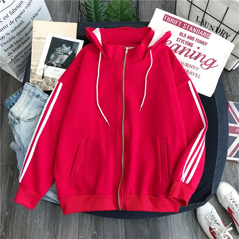 Women Red Fleece Hoodie Winter Warm All Match — feature 15