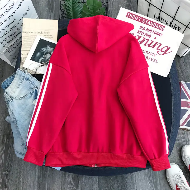 Women Red Fleece Hoodie Winter Warm All Match — feature 16
